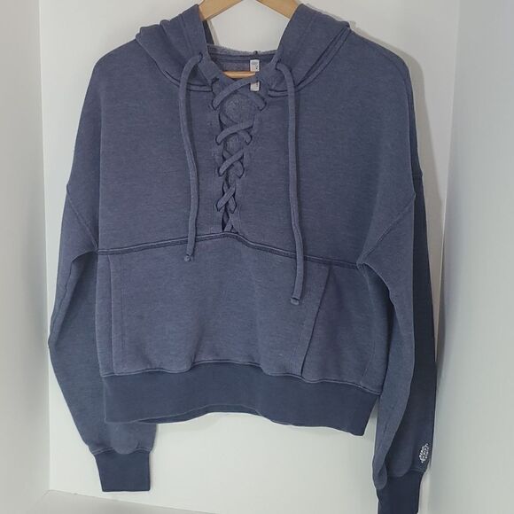 Free People Movement Believe it Sweater Blue Hoodie Size Small - Picture 1 of 10